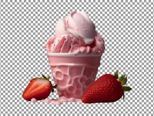 Premium PSD | Fresh tasty strawberry ice cream isolated on transparent background Premium PSD