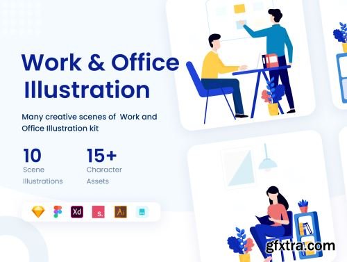 Illustration Work & Office KIT Ui8.net