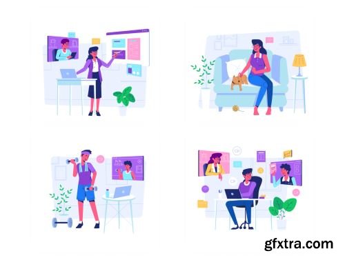 Illustraly - Work from Home Illustration set Ui8.net