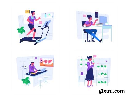 Illustraly - Work from Home Illustration set Ui8.net