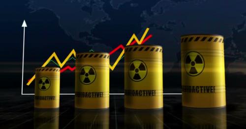 Videohive - Nuclear radioactive waste barrels on chart - 48259962 - 48259962