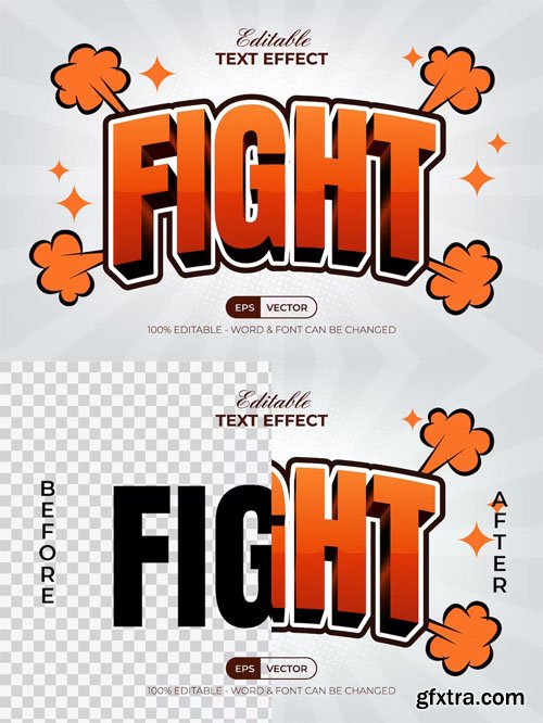 Fight 3D Text Effect Comic Style