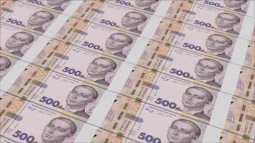 Videohive - 500 UKRAINIAN HRYVNIA banknotes printed by a money press - 48261976 - 48261976