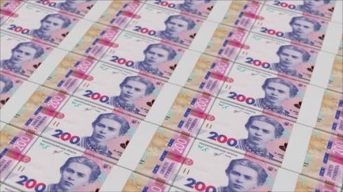 Videohive - 200 UKRAINIAN HRYVNIA banknotes printed by a money press - 48261977 - 48261977