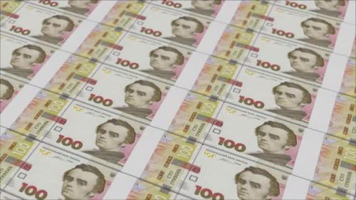 Videohive - 100 UKRAINIAN HRYVNIA banknotes printed by a money press - 48261978 - 48261978