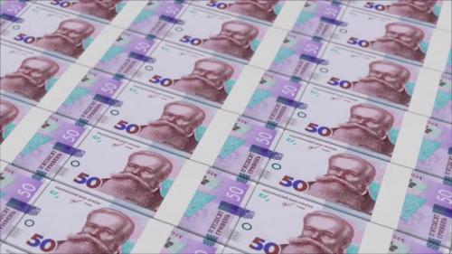 Videohive - 50 UKRAINIAN HRYVNIA banknotes printed by a money press - 48261979 - 48261979