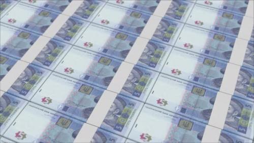 Videohive - 5 UKRAINIAN HRYVNIA banknotes printed by a money press - 48261982 - 48261982