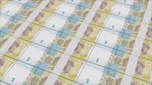 Videohive - 1 UKRAINIAN HRYVNIA banknotes printed by a money press - 48261983 - 48261983