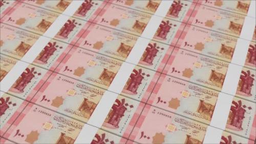 Videohive - 100 SYRIAN POUND banknotes printed by a money press - 48262014 - 48262014