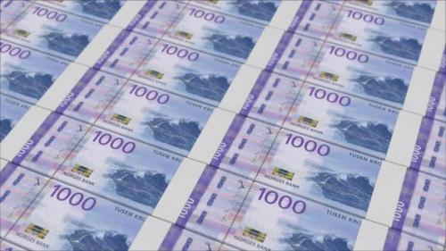 Videohive - 1000 DANISH KRONE banknotes printed by a money press - 48262108 - 48262108