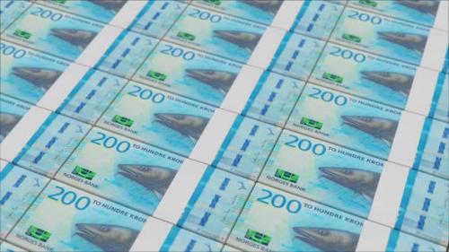 Videohive - 200 DANISH KRONE banknotes printed by a money press - 48262110 - 48262110