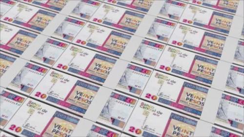 Videohive - 20 CUBAN PESO banknotes printed by a money press - 48262115 - 48262115