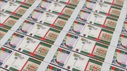 Videohive - 5 CUBAN PESO banknotes printed by a money press - 48262117 - 48262117