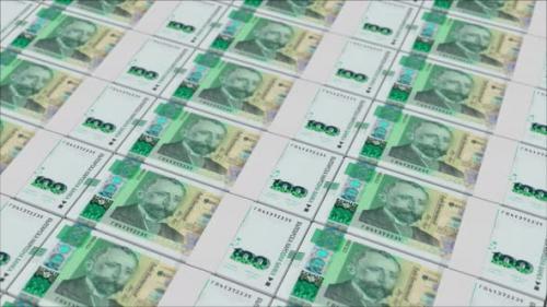 Videohive - 100 BULGARIAN LEVA banknotes printed by a money press - 48262119 - 48262119