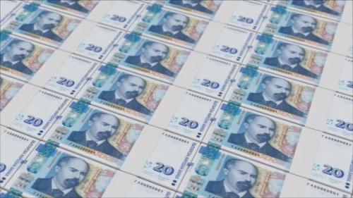 Videohive - 20 BULGARIAN LEVA banknotes printed by a money press - 48262120 - 48262120