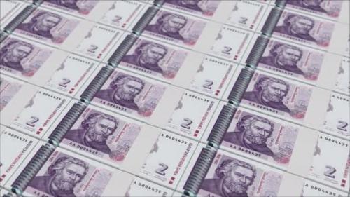 Videohive - 2 BULGARIAN LEVA banknotes printed by a money press - 48262125 - 48262125