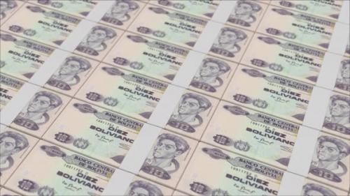 Videohive - 10 BOLIVIAN BOLIVIANO banknotes printed by a money press - 48262127 - 48262127