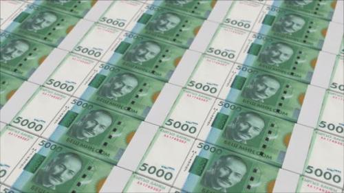 Videohive - 5000 KYRGYZSTANI SOM banknotes printed by a money press - 48262218 - 48262218