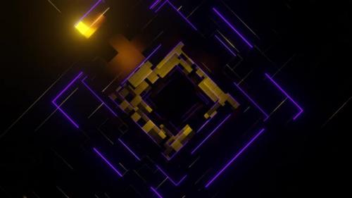 Videohive - Gold And Purple Abstract Squares Dimension Background Vj Loop In HD - 48270819 - 48270819