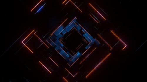 Videohive - Blue And Orange Abstract Squares Dimension Background Vj Loop In HD - 48270821 - 48270821