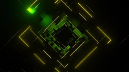 Videohive - Green And Yellow Abstract Squares Dimension Background Vj Loop In HD - 48270822 - 48270822