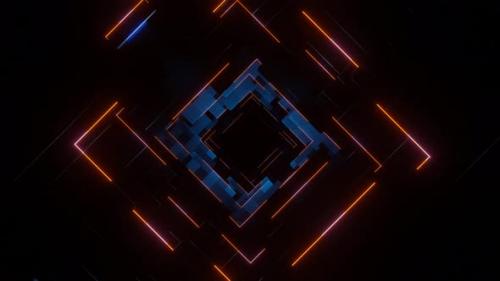 Videohive - Blue And Orange Abstract Squares Dimension Background Vj Loop In 4K - 48270824 - 48270824