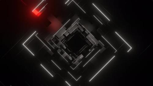 Videohive - Gray And Red Abstract Squares Dimension Background Vj Loop In 4K - 48270826 - 48270826