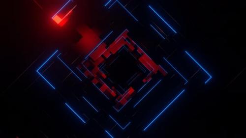 Videohive - Red And Blue Abstract Squares Dimension Background Vj Loop In 4K - 48270831 - 48270831