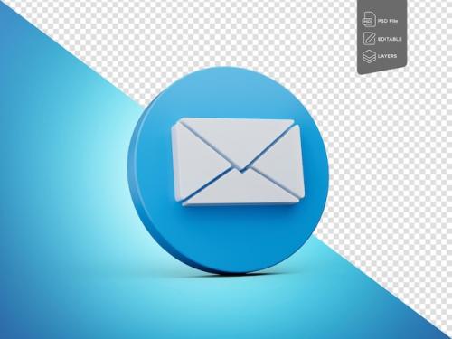 Premium PSD | Notification message blue icon bubble symbol chat and web design on blue background 3d illustration Premium PSD