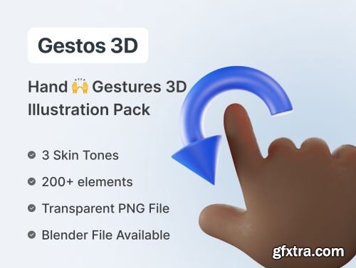 Gestos – Best Hand Gestures 3D illustration Pack Ui8.net