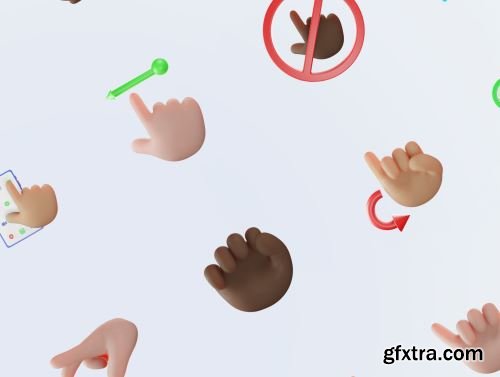 Gestos – Best Hand Gestures 3D illustration Pack Ui8.net