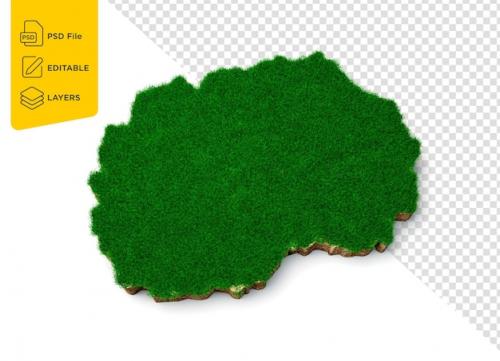 Premium PSD | North macedonia map soil land geology cross section grass and rock ground texture 3d illustration Premium PSD