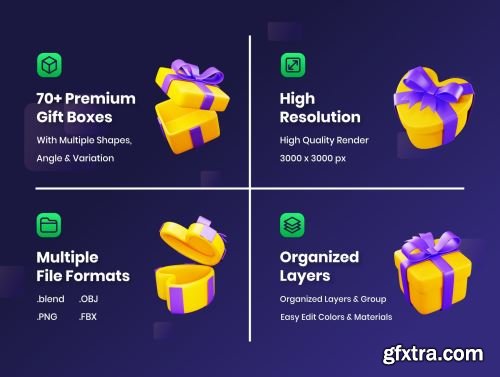 Gift Boxes - 3D Illustration Ui8.net