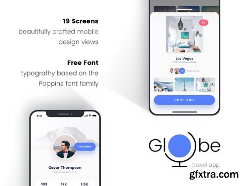Globe Travel app Ui8.net