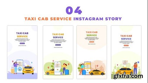 Videohive Flat Design 2D Taxi Cab Service Animation Instagram Story 48623644
