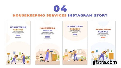 Videohive Vector Cartoon Housekeeping Services Instagram Story 48623686