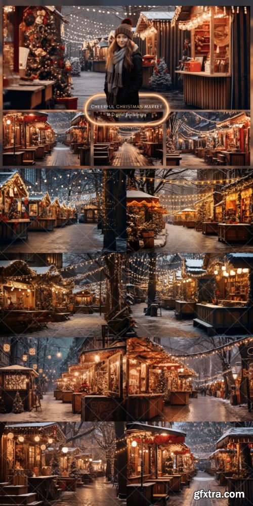 Christmas Market Digital Backdrops