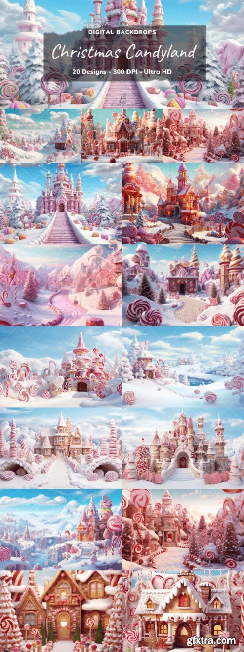 Christmas Candyland Digital Backdrops