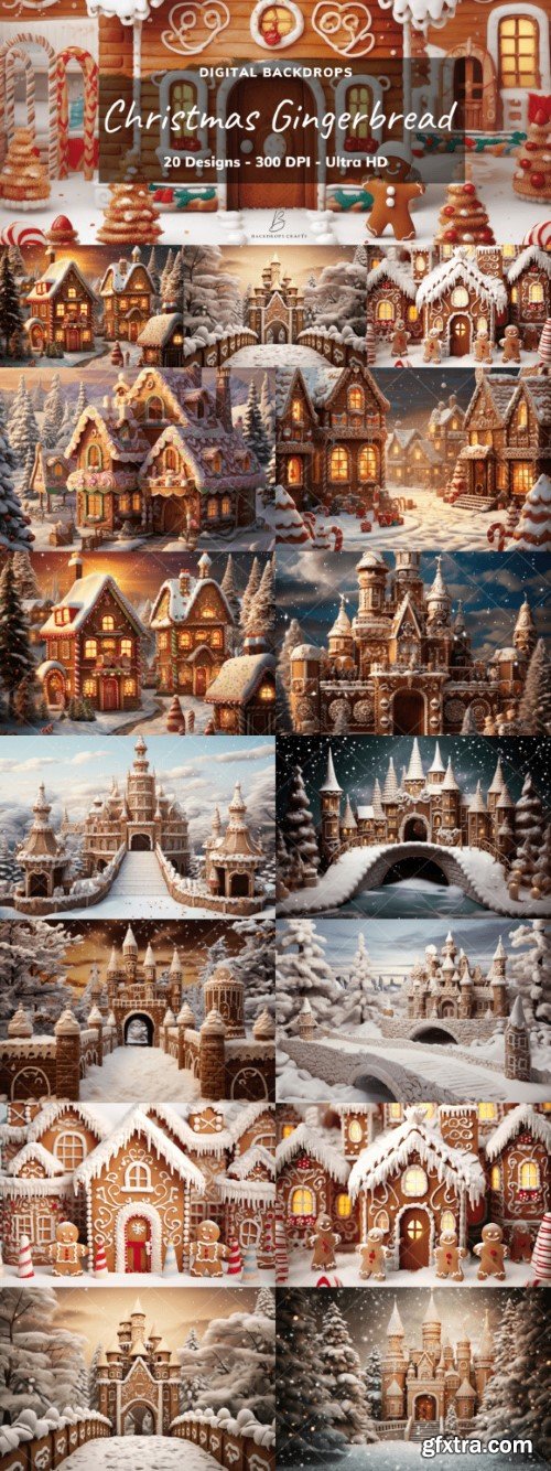 Christmas Gingerbread Digital Backdrops