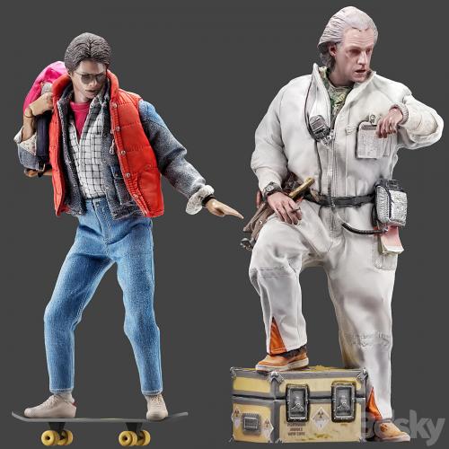 set of figures 3 Doc Brown and Marty McFly