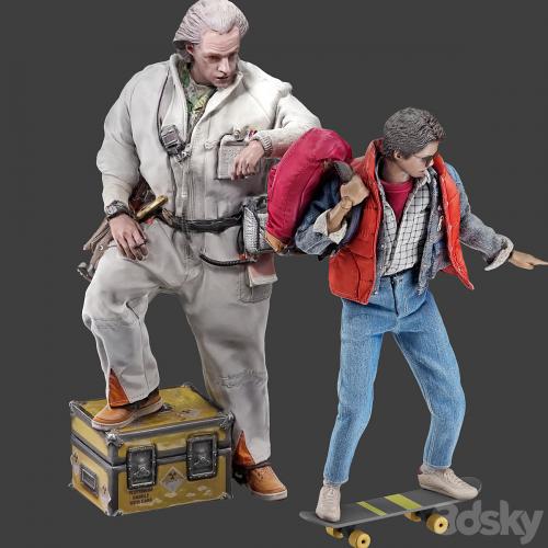set of figures 3 Doc Brown and Marty McFly