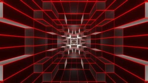 Videohive - Black And Red Neon Glowing Sci-Fi Spiraled Room Background Vj Loop In HD - 48317823 - 48317823