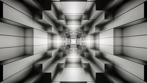 Videohive - Gray And Black Neon Glowing Sci-Fi Spiraled Room Background Vj Loop In 4K - 48317829 - 48317829