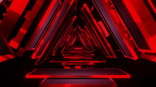 Videohive - Red and black tunnel with red light at the end. Looped animation - 48355605 - 48355605