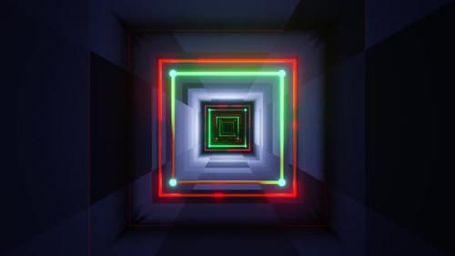 Videohive - Square shaped object with neon green lights. Looped animation - 48355606 - 48355606