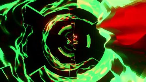 Videohive - Colorful abstract tube of circular object with red and green light. Looped animation - 48355607 - 48355607