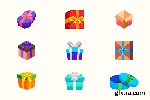 Detailed Gift Box Illustration Set UG74VRY