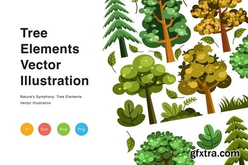 Tree Elements Vector Illustration 6RRP9ZP