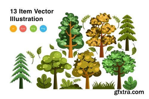 Tree Elements Vector Illustration 6RRP9ZP