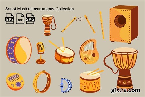 Set of Musical Instruments Collection 3A4FK95